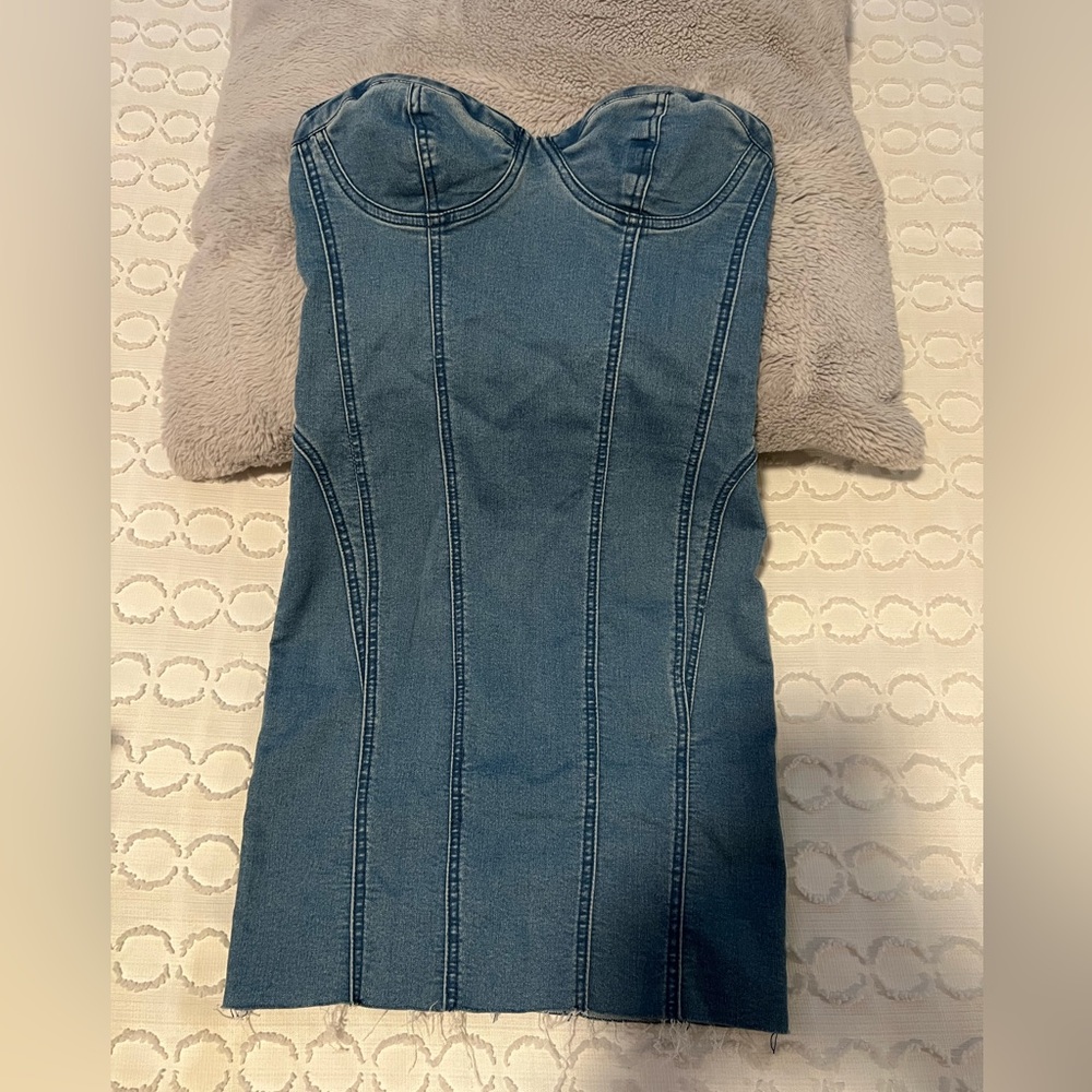 Strapless jean dress